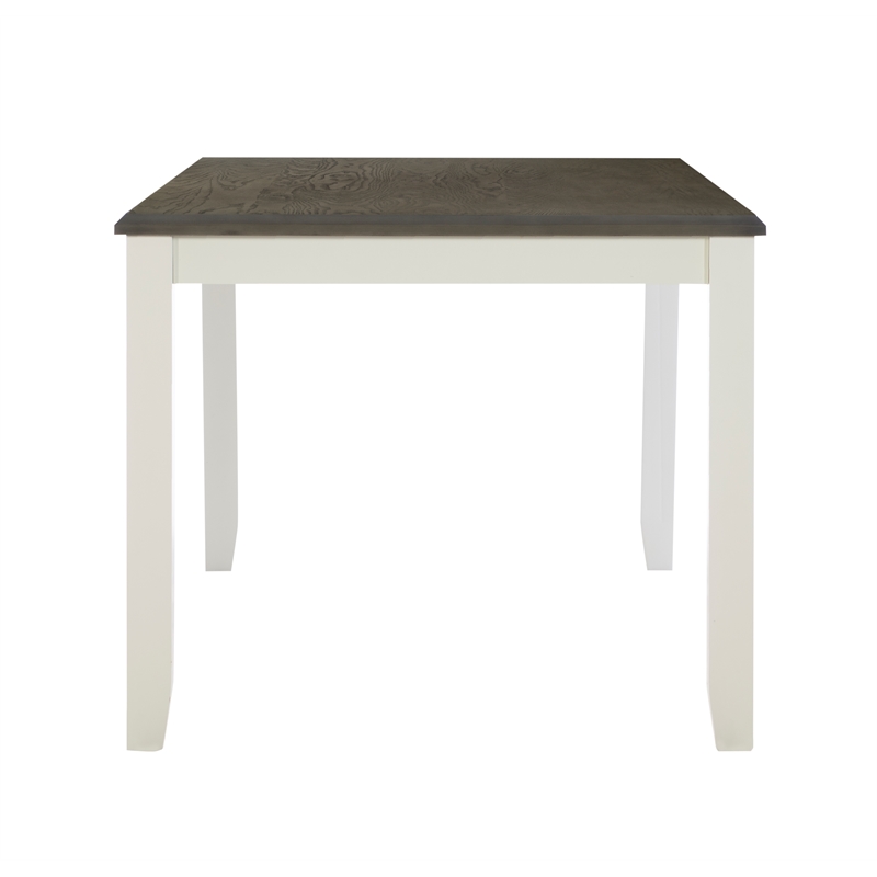 Pemberly Row Wood Rectangle Dining Table Dark Gray Top and Legs in Vanilla White