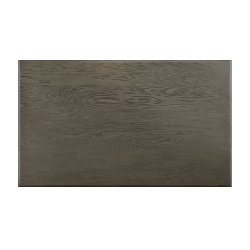 Pemberly Row Wood Rectangle Dining Table Dark Gray Top and Legs in Vanilla White