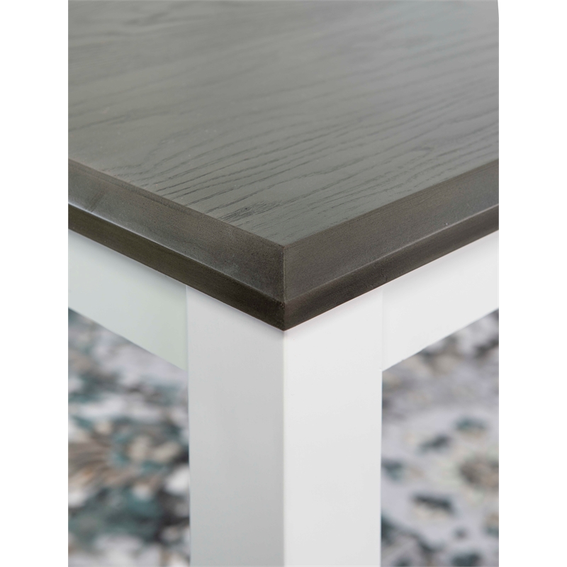 Pemberly Row Wood Rectangle Dining Table Dark Gray Top and Legs in Vanilla White