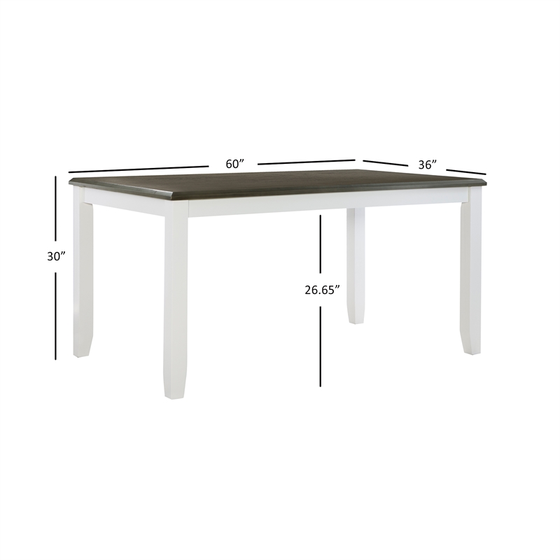 Pemberly Row Wood Rectangle Dining Table Dark Gray Top and Legs in Vanilla White