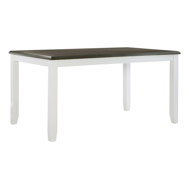 Pemberly Row Wood Rectangle Dining Table Dark Gray Top and Legs in Vanilla White