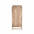 Pemberly Row Storage Cabinet 2 Sliding Cane Doors Gold Metal Base in Natural