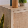 Pemberly Row Storage Cabinet 2 Sliding Cane Doors Gold Metal Base in Natural
