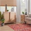 Pemberly Row Storage Cabinet 2 Sliding Cane Doors Gold Metal Base in Natural