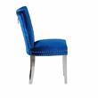 Pemberly Row 2 Piece Stainless Steel Legs Chair with Velvet Fabric in Blue