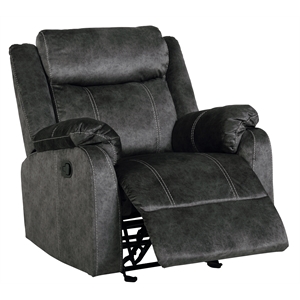 Pemberly Row Contemporary Gray Finish Fabric Glider Recliner