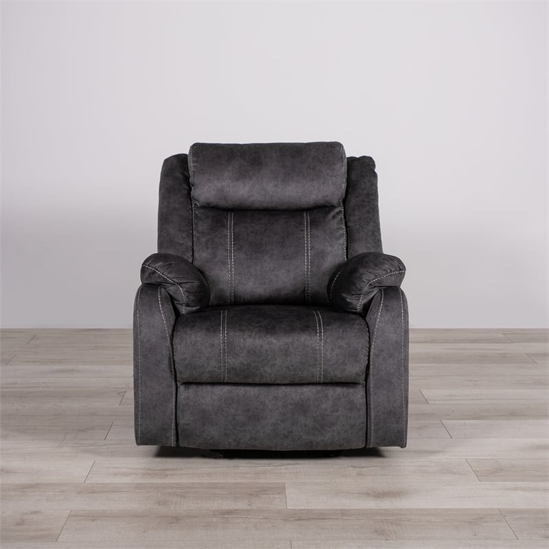 Pemberly Row Contemporary Gray Finish Fabric Glider Recliner