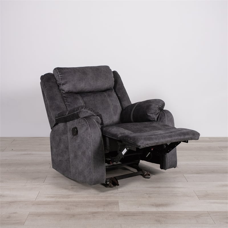 Pemberly Row Contemporary Gray Finish Fabric Glider Recliner