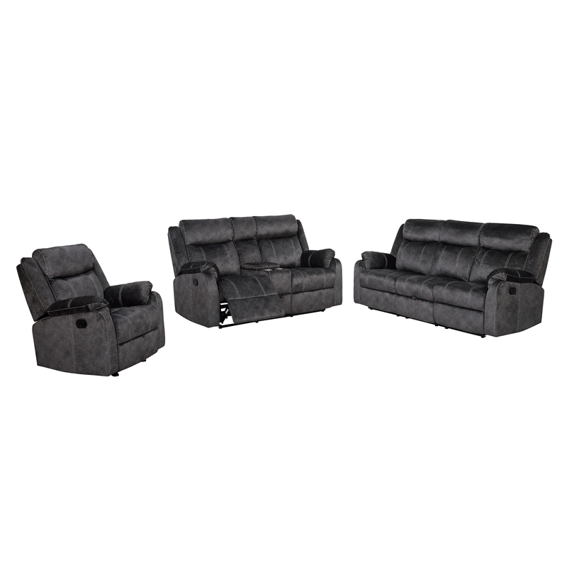 Pemberly Row Contemporary Gray Finish Fabric Glider Recliner