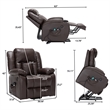 Pemberly Row Faux Leather Lift Assist Recliner Chair in Brown