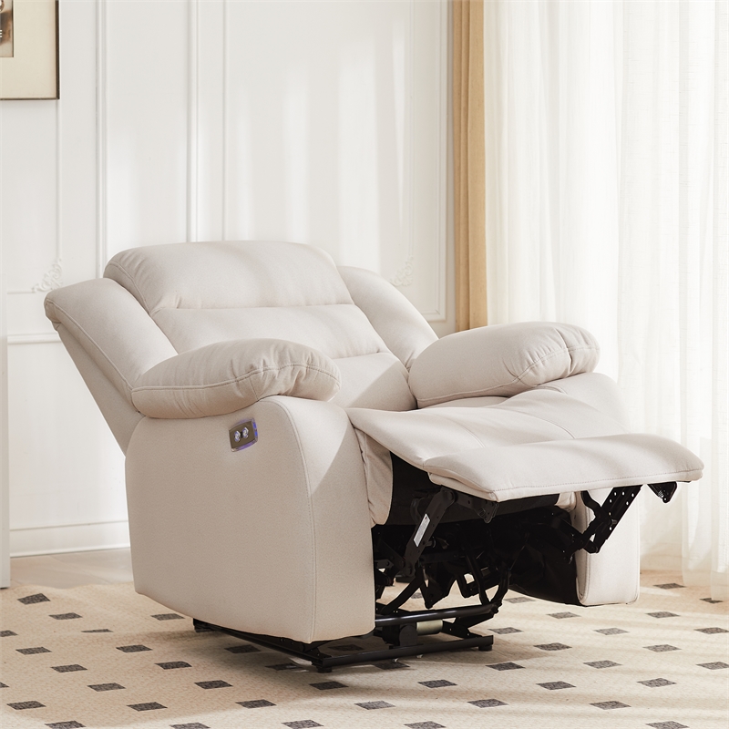 Pemberly Row Power Recliner Chair Fabric Living Room Chair Beige
