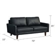 Pemberly Row Faux Leather Sofa Mid-Century Couch for Living Room/Office-Black