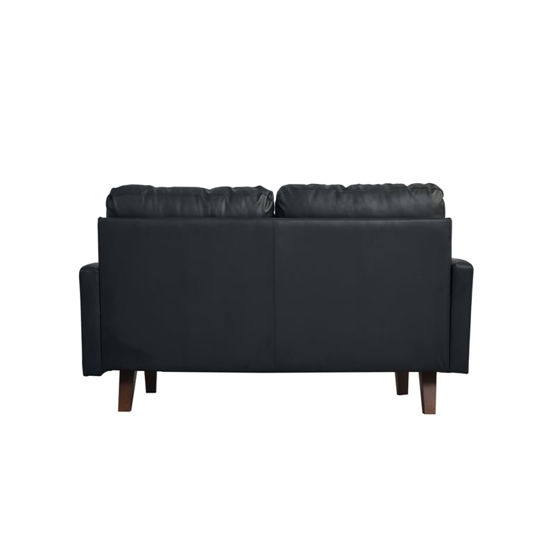 Pemberly Row Faux Leather Loveseat Modern Sofa for Living Room/Office in Black