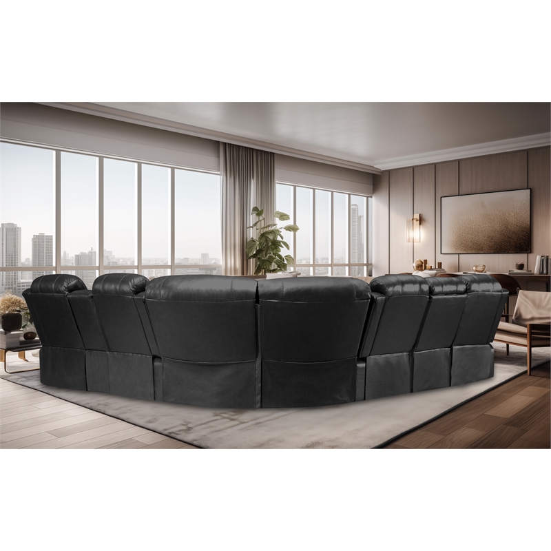 Pemberly Row 3 - Piece USB Vegan Leather Reclining Sectional with Sound System
