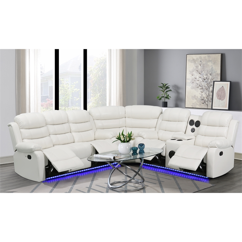 Pemberly Row 3 - Piece USB Vegan Leather Reclining Sectional with Sound System