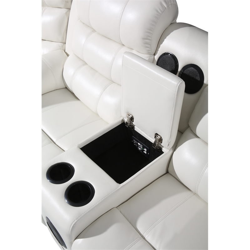 Pemberly Row 3 - Piece USB Vegan Leather Reclining Sectional with Sound System