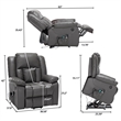 Pemberly Row Leather Lift Assist Recliner Chair with Heat and Massage Dark Gray