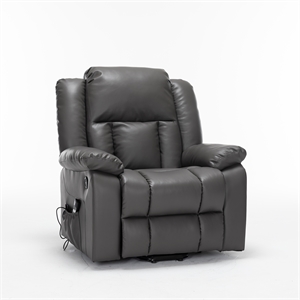 Pemberly Row Leather Lift Assist Recliner Chair with Heat and Massage Dark Gray