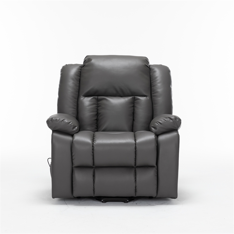 Pemberly Row Leather Lift Assist Recliner Chair with Heat and Massage Dark Gray