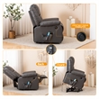 Pemberly Row Leather Lift Assist Recliner Chair with Heat and Massage Dark Gray