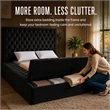 Pemberly Row Modern Solid Wood Tufted Velvet King Bed in Black