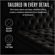 Pemberly Row Modern Solid Wood Tufted Velvet King Bed in Black