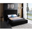 Pemberly Row Modern Solid Wood Tufted Velvet King Bed in Black