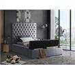 Pemberly Row Modern Solid Wood Tufted Velvet Twin Bed in Gray