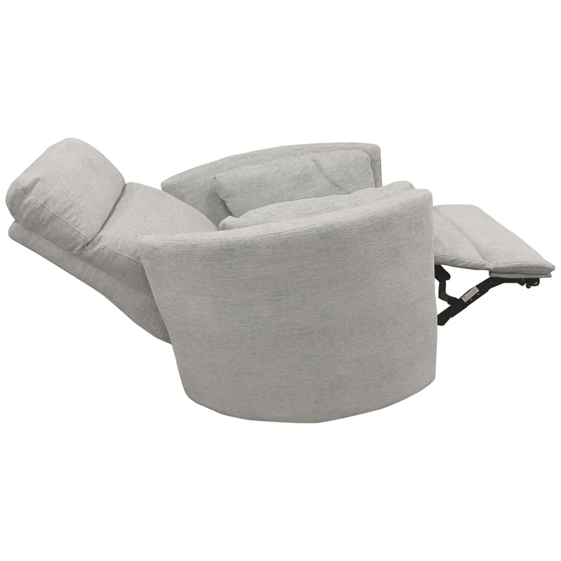 Pemberly Row Fabric Power Swivel Glider Recliner Chair in Mineral White