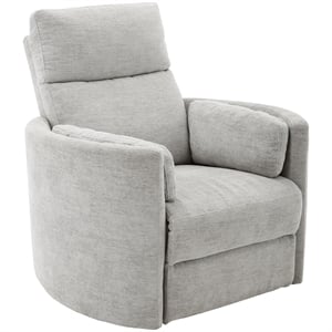 Pemberly Row Fabric Power Swivel Glider Recliner Chair in Mineral White