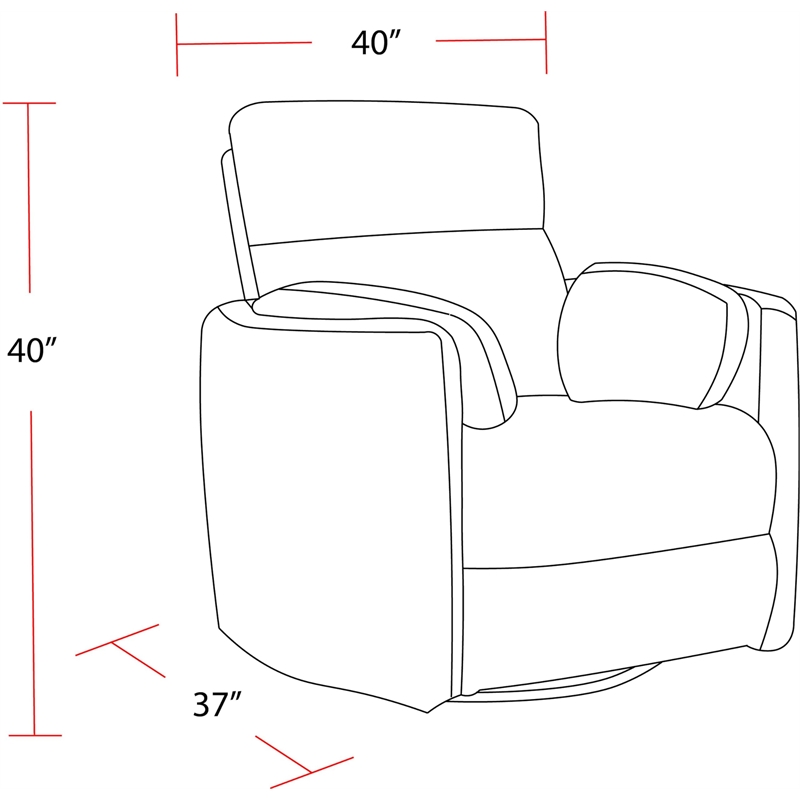 Pemberly Row Fabric Power Swivel Glider Recliner Chair in Mineral White