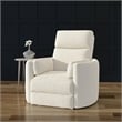 Pemberly Row Fabric Power Swivel Glider Recliner Chair in White with USB Charger