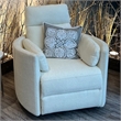 Pemberly Row Fabric Power Swivel Glider Recliner Chair in White with USB Charger