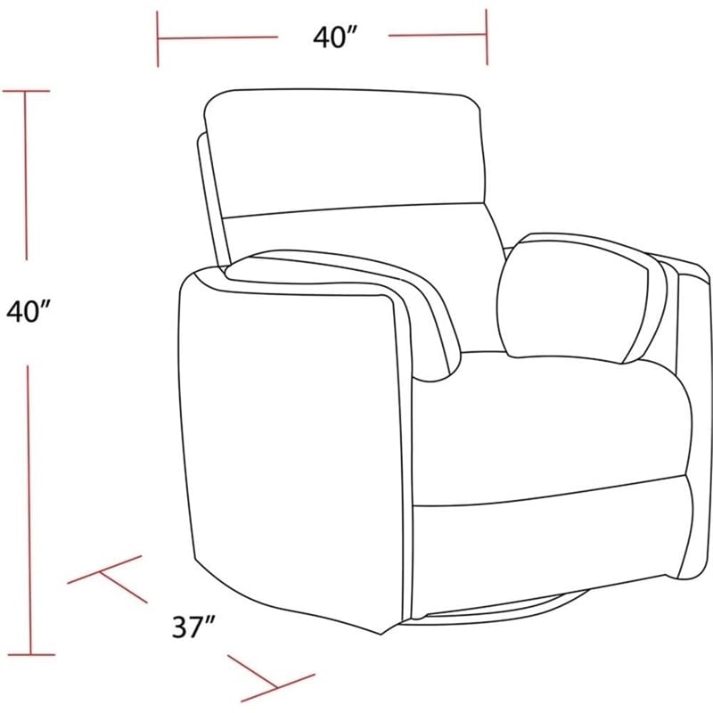 Pemberly Row Fabric Power Swivel Glider Recliner Chair in White with USB Charger