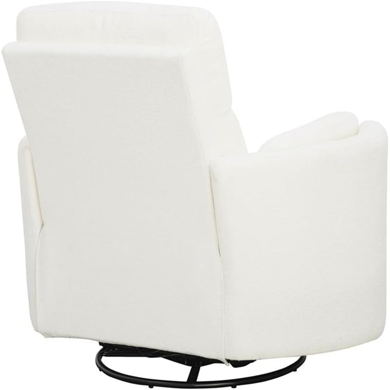 Pemberly Row Fabric Power Swivel Glider Recliner Chair in White with USB Charger