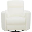 Pemberly Row Fabric Power Swivel Glider Recliner Chair in White with USB Charger