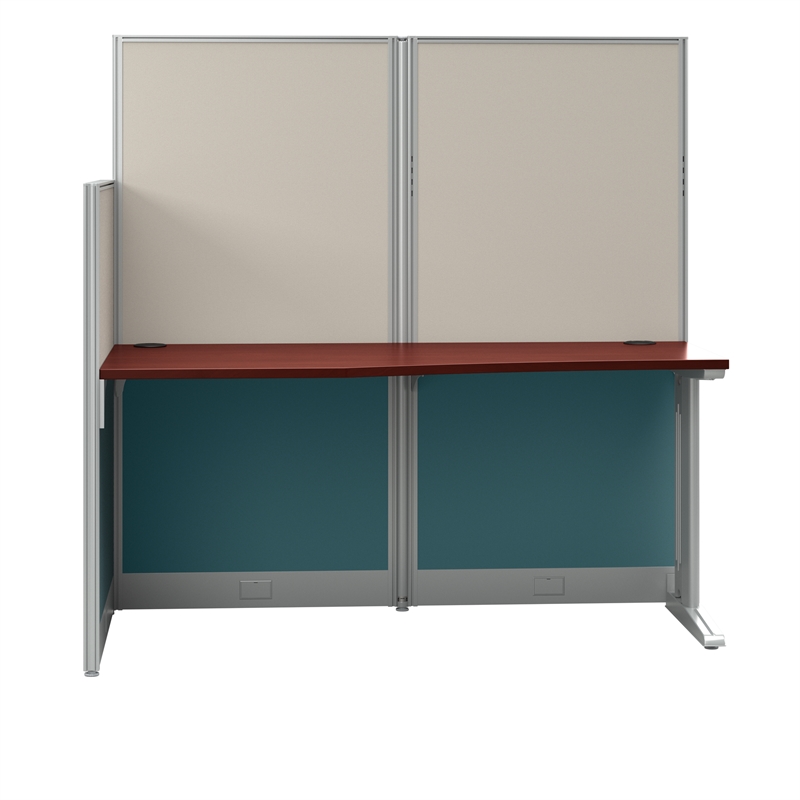 Pemberly Row 65W Straight Cubicle Desk in Hansen Cherry - Engineered Wood