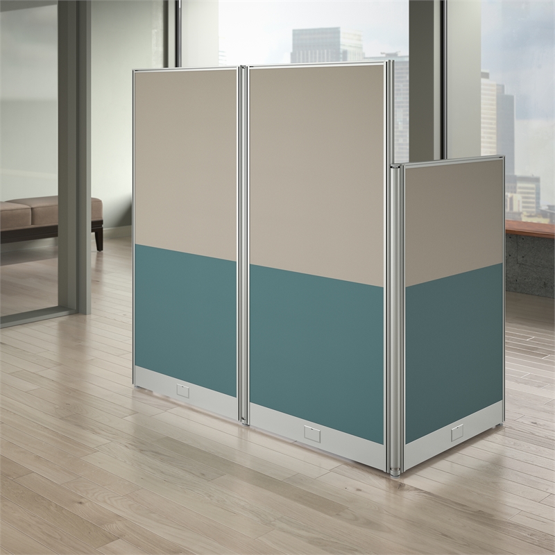 Pemberly Row 65W Straight Cubicle Desk in Hansen Cherry - Engineered Wood