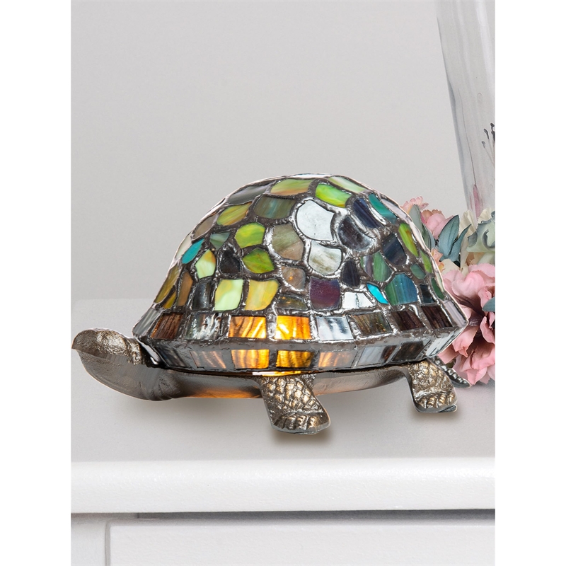 Pemberly Row Contemporary Transitional Blue Turtle Accent Lamp