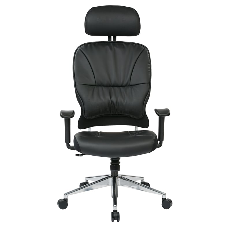 Pemberly Row Contemporary Black Bonded Leather Managers Chair