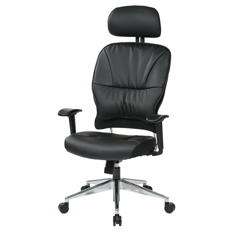 Pemberly Row Contemporary Black Bonded Leather Managers Chair