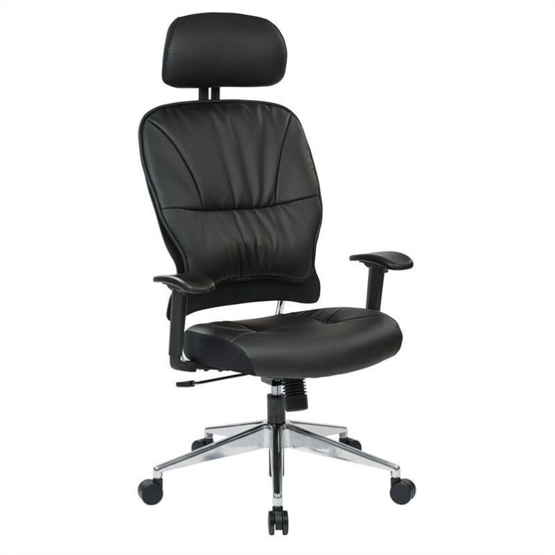 Pemberly Row Contemporary Black Bonded Leather Managers Chair