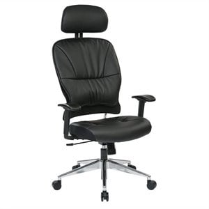 Pemberly Row Contemporary Black Bonded Leather Managers Chair