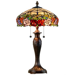 Pemberly Row Contemporary Resin Rose Table Lamp in Multi-Color