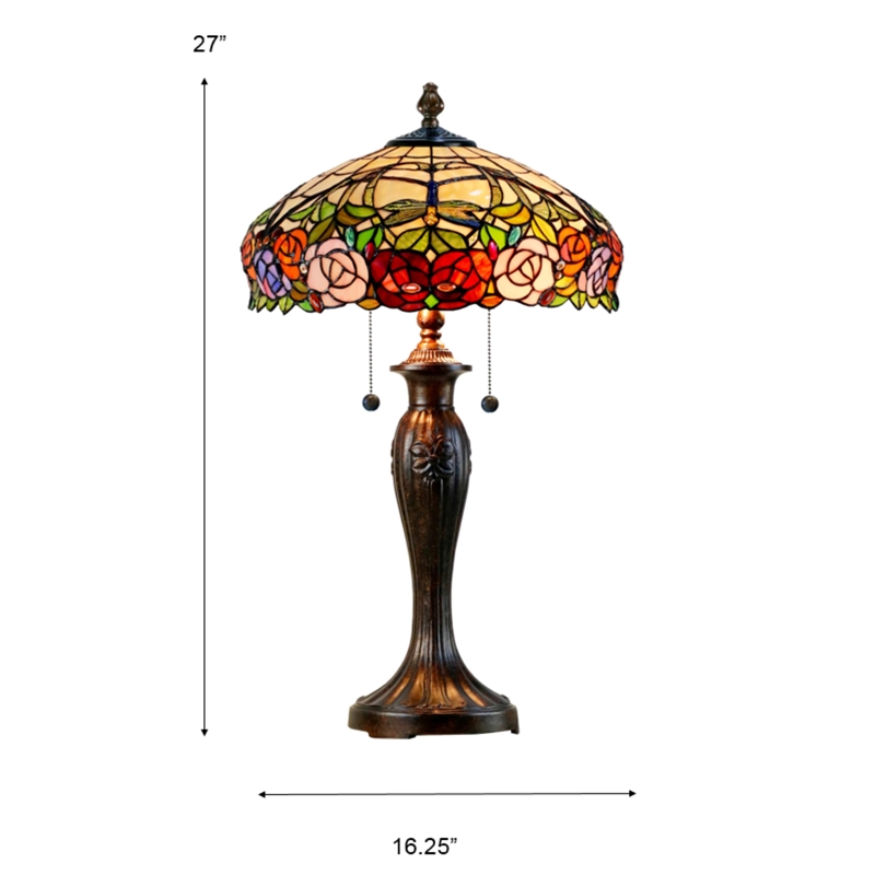 Pemberly Row Contemporary Resin Rose Table Lamp in Multi-Color
