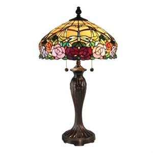 pemberly row contemporary resin rose table lamp in multi-color