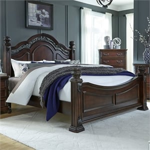Pemberly Row Modern / Contemporary Dark Brown Queen Poster Bed
