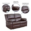 Pemberly Row Leathersoft Upholstered Reclining Loveseat in Brown