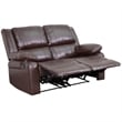 Pemberly Row Leathersoft Upholstered Reclining Loveseat in Brown