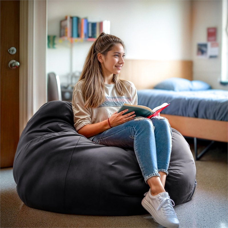 Pemberly Row Modern / Contemporary Oversized Bean Bag Chair in Gray
